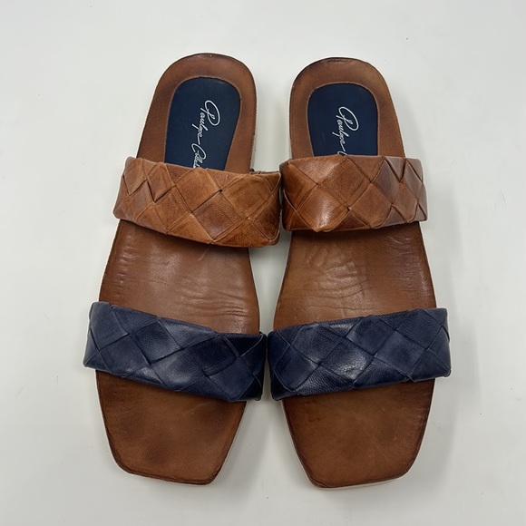 Penelope Collection Blue & Brown Slip-On Small Platform Sandals EU Size 39 - Picture 4 of 8